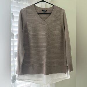 Hilary Radley Layered Textured Long Sleeve Sweater Office Minimalist Size Medium